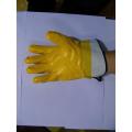 Yellow PVC coated glove with safety cuff