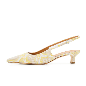 Yellow pointed-toe stiletto mule shoes