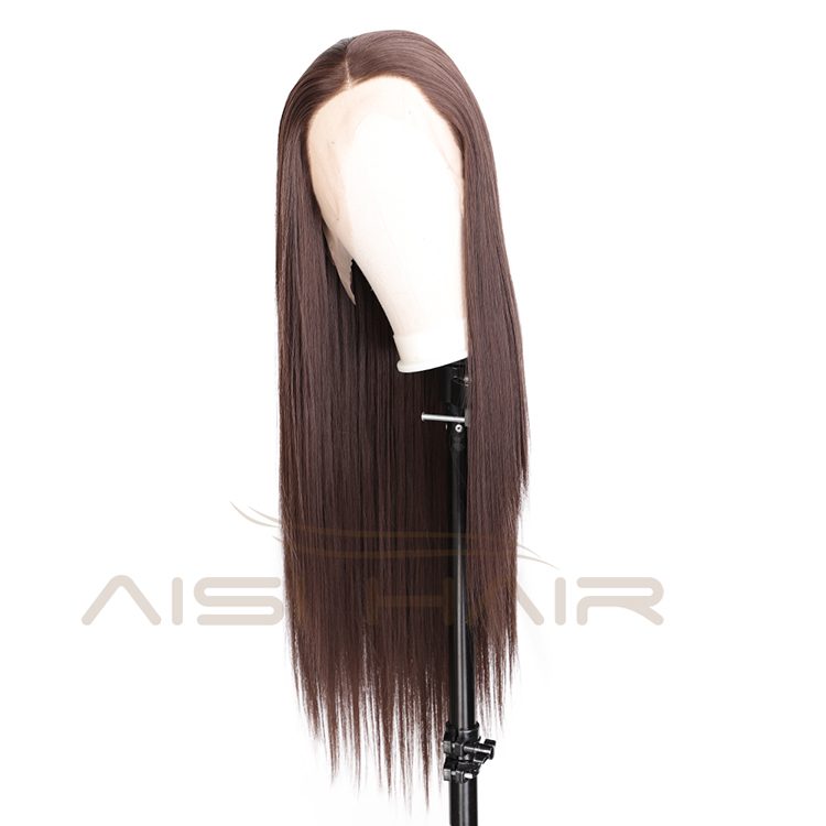 Aisi Hair Wholesale Long Silky Straight Ombre Brown Wig Synthetic Hair Swiss Lace Wig Lace Frontal Wigs For Black Women
