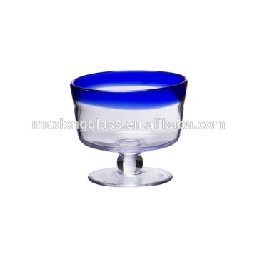 Rustic icecream bowl blue rim.