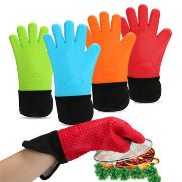 Blue Red Orange Green Cotton Silicone Baking Mitten