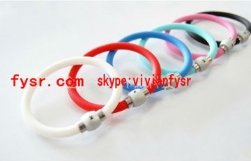 promotional silicone bracelet with metal clasp silicone bangle with metal clasp