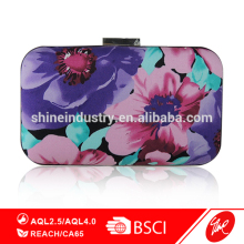 Flower Print Metal Framed Soft Evening Bag