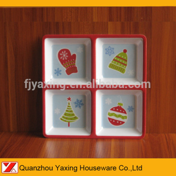 8.5"melamine christmas Four-section tray