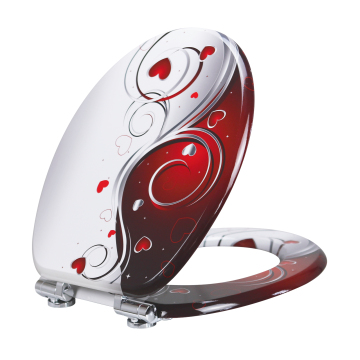 Fanmitrk Toilet Seat Red White Pattern MDFDJ2504