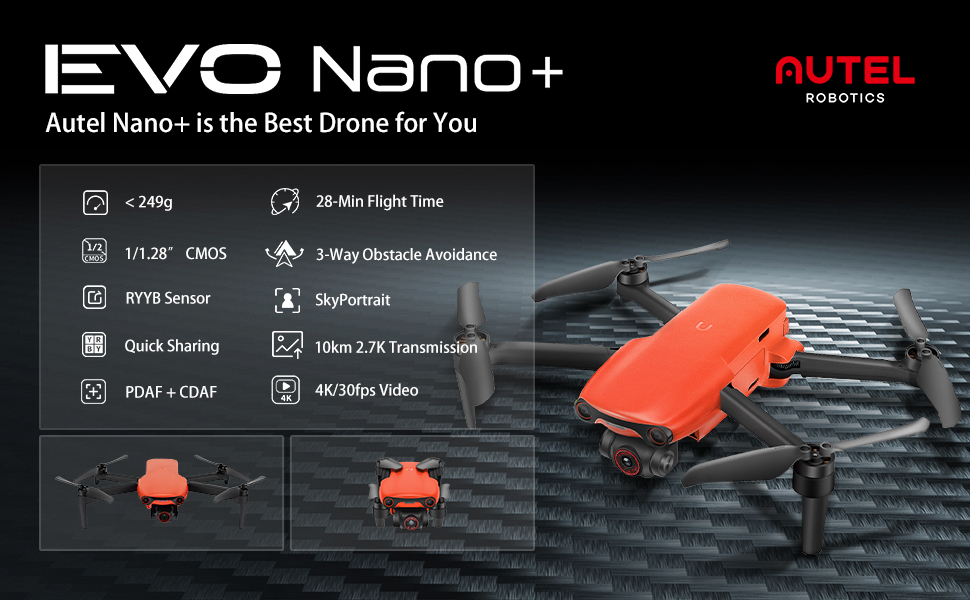 Autel Robotics EVO Nano Plus Combo 4K Camera Drone Professionnel Drones with Gimbal EVO Nano Series