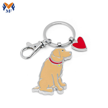 Metal dog shaped enamel keychain with charms