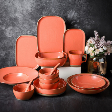 RY027 Wide-Rimmed Porcelain Soup Plates - Microwave & Dishwasher Safe, Bohemian Style Pasta Plates