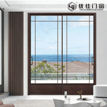 Interior Double Panel Grid Pattern Sliding Door