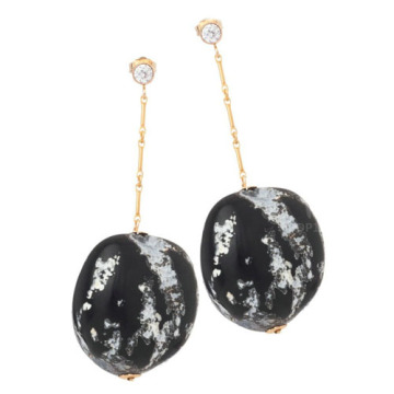 Large Black Stone Drop Earring