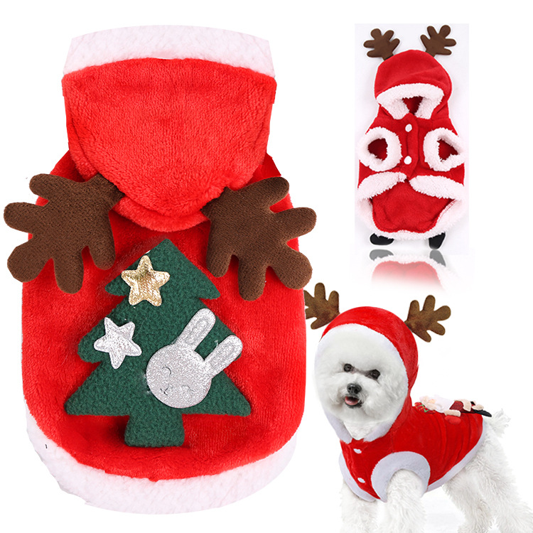 Hot Selling Christmas Pet Supplies Clothes Cat Cotton Clothing Funny Winter Snowman Elk Dog Clothes