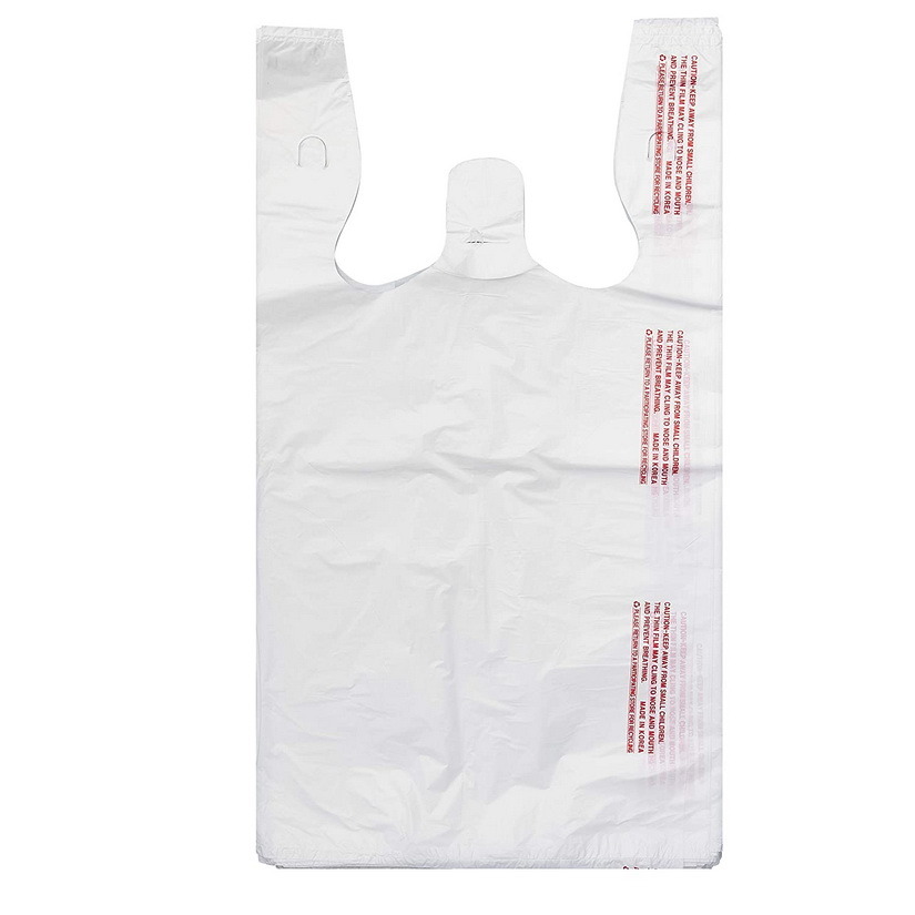 Customized PE Rolls High Density Plastic T Shirt Bags with Logo Shopping Carrier Bags