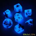 Set de dados polihedros Bescon Two-Tone de dos tonos BLUE DAWN, juego de dados luminosos RPG d4 d6 d8 d10 d12 d20 d% Brick Box Pack