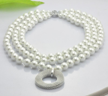 Double Layers Imitation Pearl Shamballa Beads Necklace