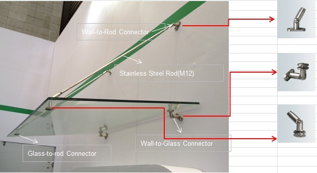 Glass Door Canopy Awning with Stainless Steel Bracket