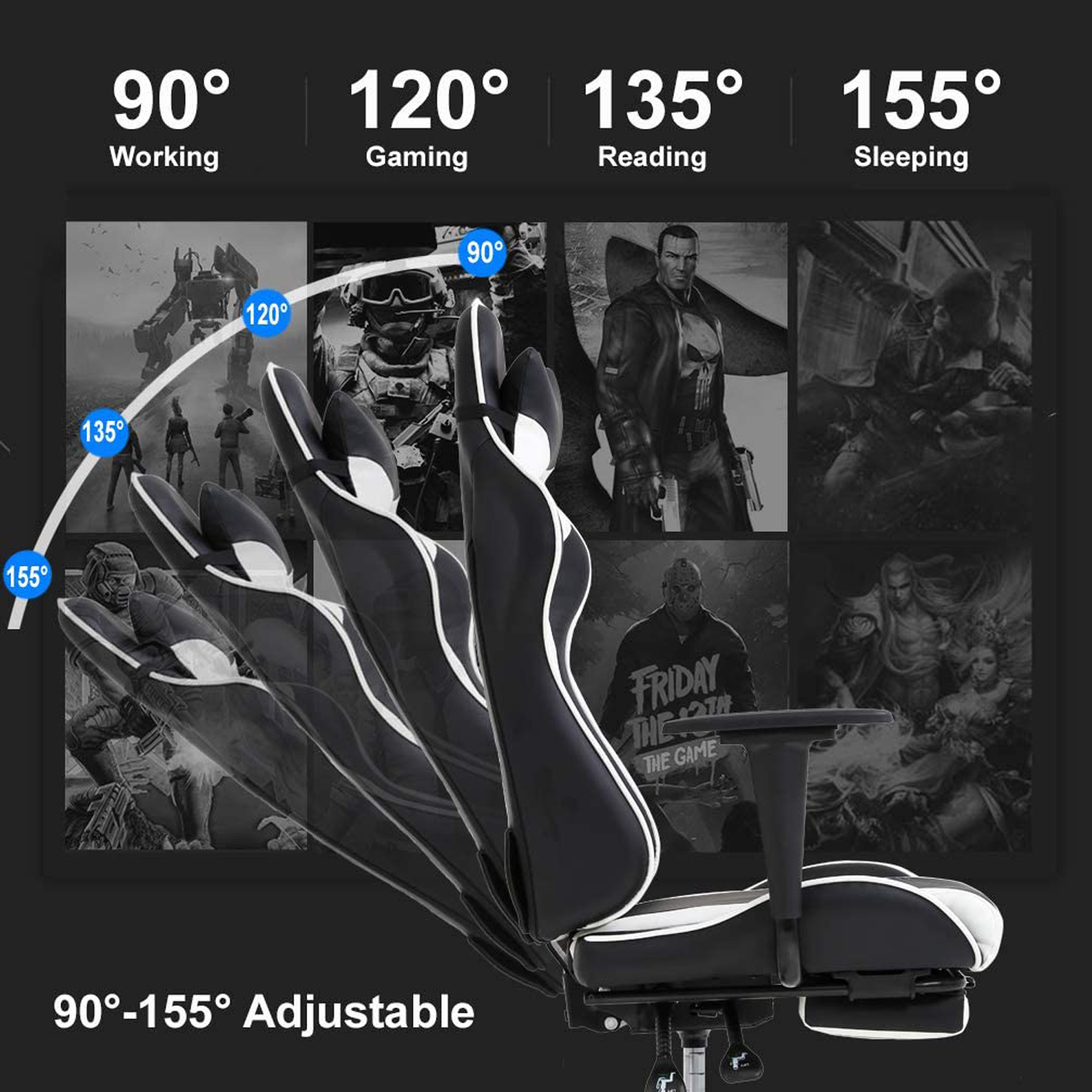 Hot Sales Gaming Chair Luxury Computer Chair Rolling Swivel Massage Office Chair With Lumbar Support Footrest for Work