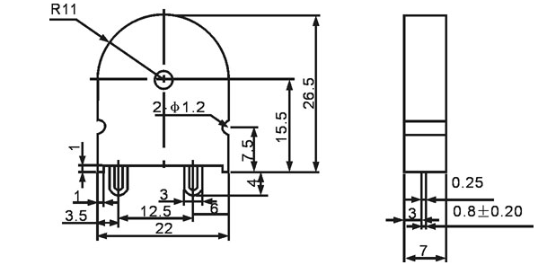 22x7mm Piezoelectric Trasducer Buzzer 1-30V 3mA