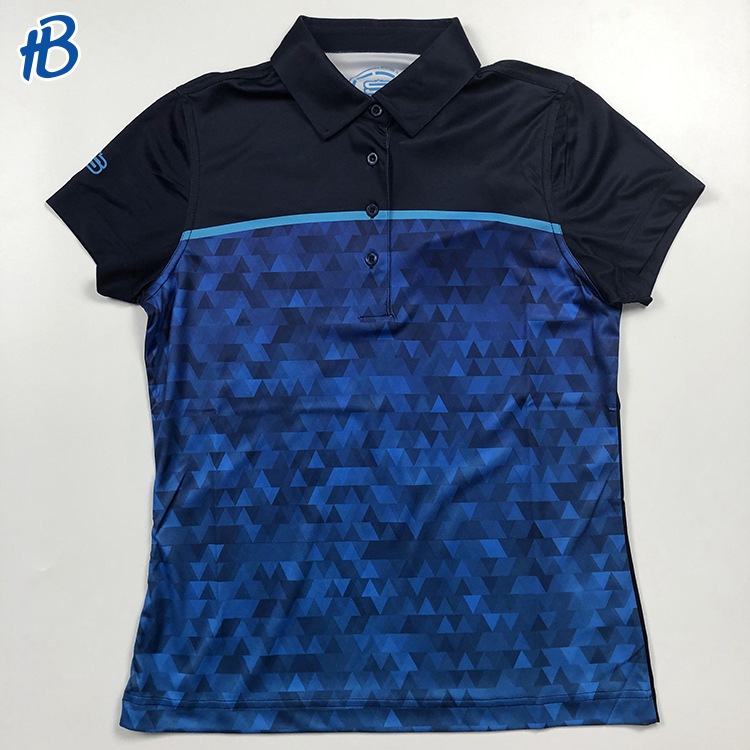 男性用のブルー印刷ゴルフポロシャツ