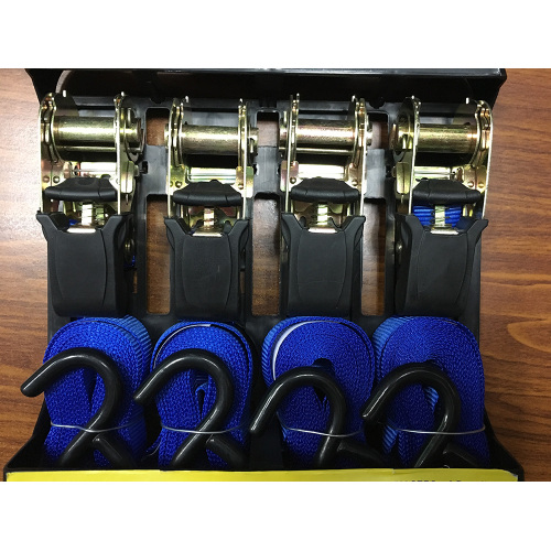 25mm Packaged Ratchet Tie Down Blue Lashing Strap with 680KGS