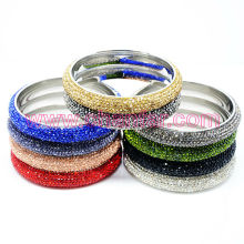 MIxed Color 7 Rows Crystal Stainless Steel Bracelet Bangles