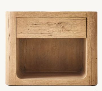 Modern Minimalist Oak Wood Oslo Open Storage Nightstand