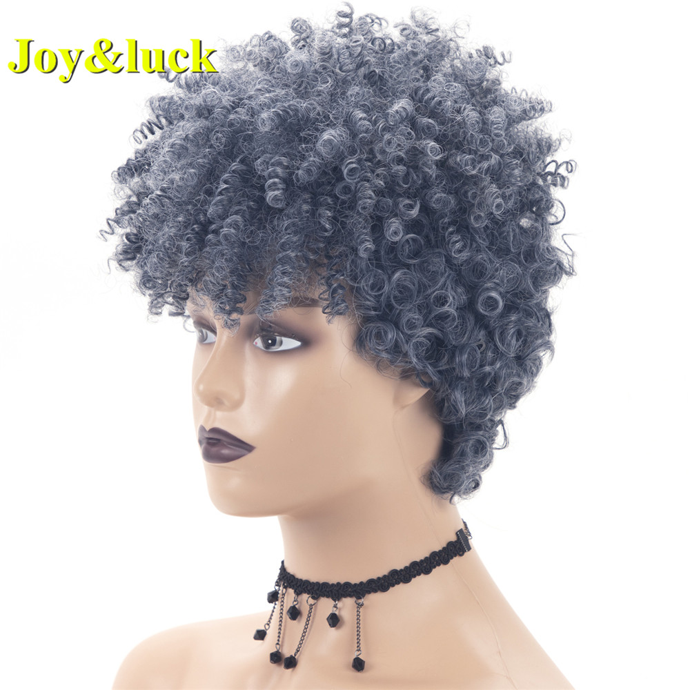 Ladies Hair Wig for Women Wholesale Prices Machine Made Adjustable Band Grey Wig Afro Kinky Curly Pixie Cut Short Synthetic Wigs