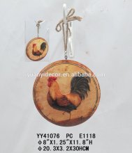 3D cock look round wooden arts hanger for wall, wall art hanger