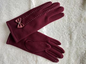 colorized handmade touch screen ladies mittens with bow