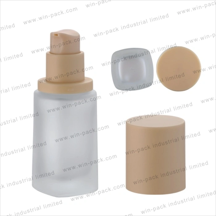 30ml Frosted Empty Foundation Glass Cosmetic Bottles with Caps and Pump Packaging