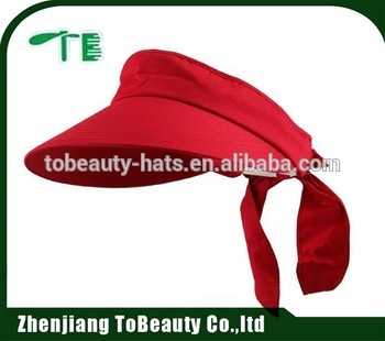 red long bill visor cap with bowknot