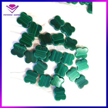 Wholesale prices double flat slices flower cut natural green rough malachite