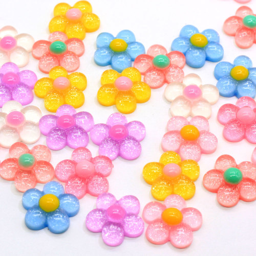 100 Pcs / Lot 18 MM fabriqué à la main résine gelée tournesol Cabochons dos plat résine marguerite fleur embellissements Slime charmes