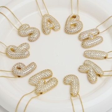 Wholesale Shiny Bubble Initial Zircon Women's Necklaces
