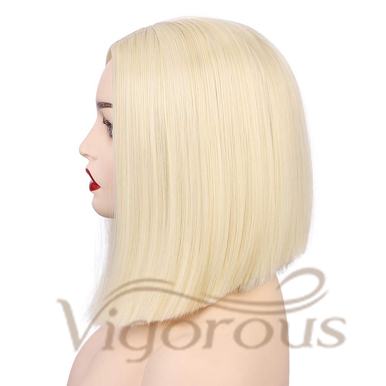 Vigorous Cheap Price Shoulder Length Silky Straight Middle Part Machine Made Cosplay Bob For Black Women Synthetic Hair Wigs