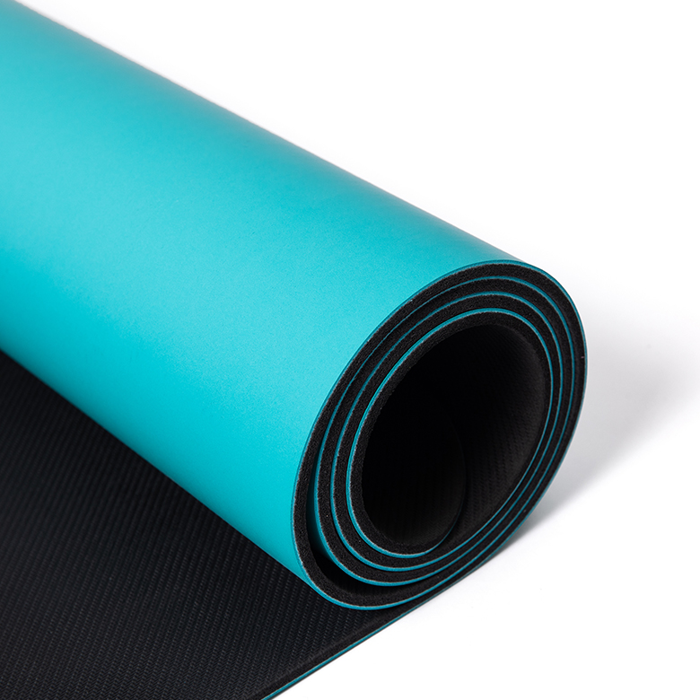 China vendor odor resistant eco friendly laminated solid color black two double layer pu rubber yoga mat