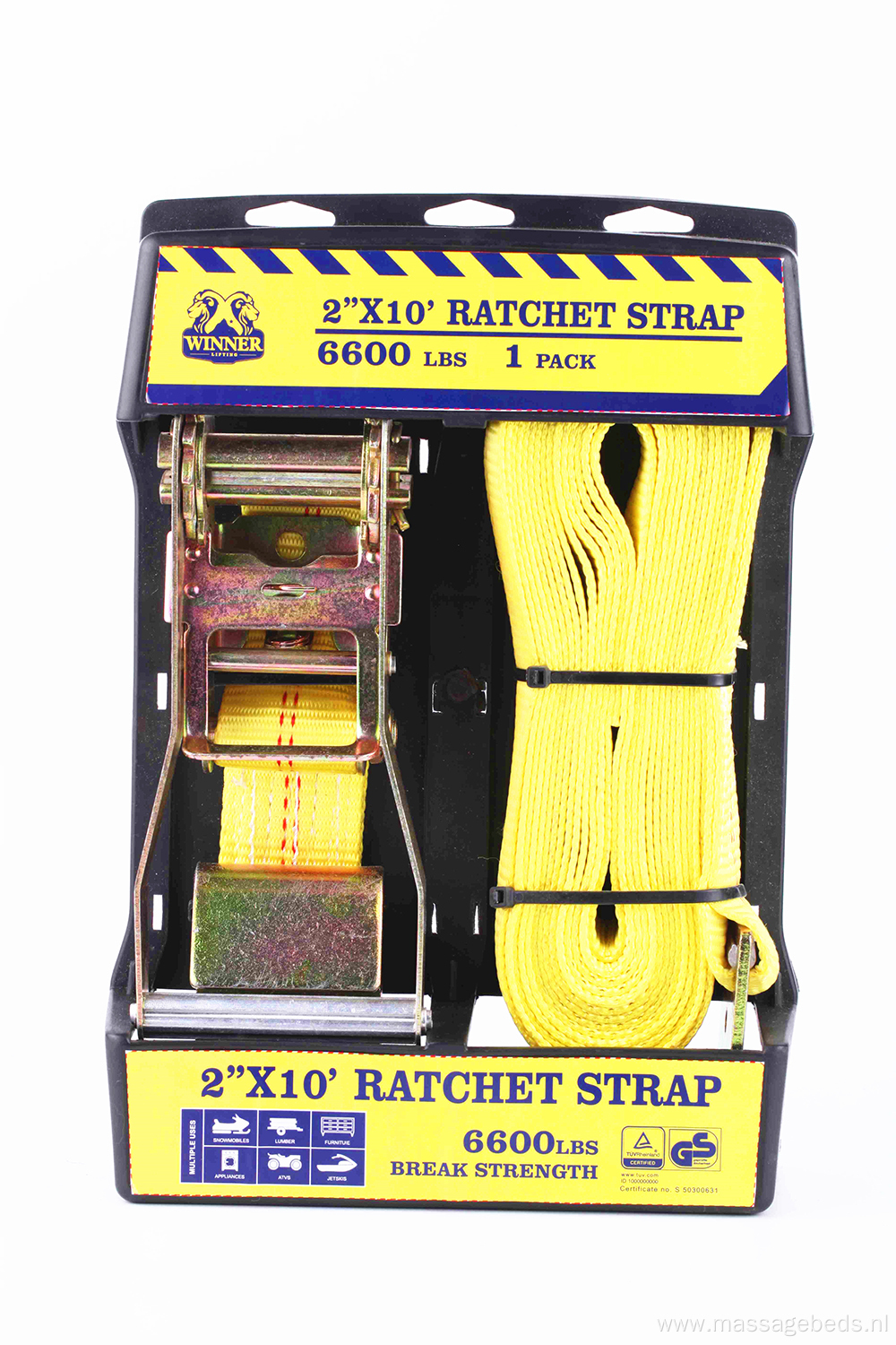 2"X10' Aluminum Handle Ratchet Yellow Lashing Belt Kit