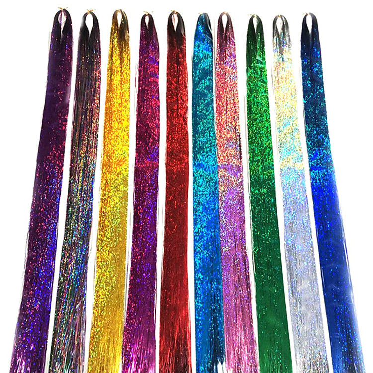 High Quality Rainbow Colorful 48 inch Hair Tinsel Crochet Hair Extensions Women for Braiding Hair Clip