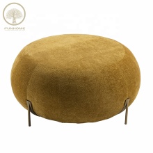 Curved Ottomans with Fabric Upholstery and Metal Legs - Ball Chair Pouf