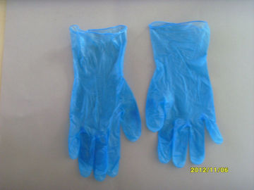 blue disposable powdered vinyl gloves