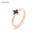 Stainless Steel Four Leaf Clover Ring Band Womens