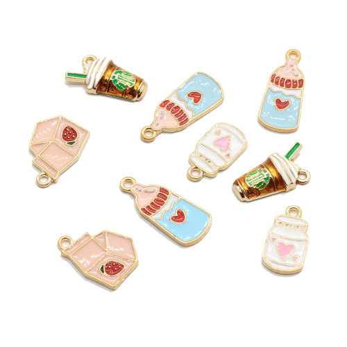 100Pcs/Lot  Drink Bottle Charms Kawaii Enamel Drink Bottle Pendants 3D Enamel Drink Charm Pendants Jewelry Making Findings