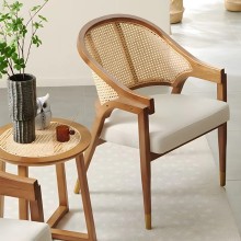 Modern Classic Dining Chair with Contemporary Rattan Back