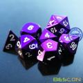 Bescon 7pcs Set Heavy Duty Metal Dice Set Glossed Color of Purple, Colorful Solid Metallic Polyhedral D&D Dice Set Violet