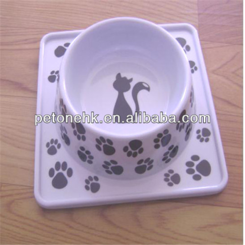 white white animal print pet bowl elevated dog bowl