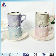 Colorful glazed wholesale ceramic mug / ceramic cup and saucer