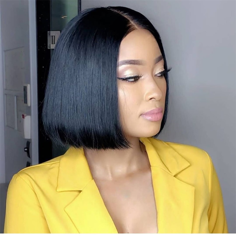 Fashion  8 Inch Peruvian Human Hair 4*4 Straight Bob Wigs Short Human Hair Bob Peruvian Wigs