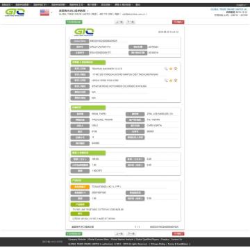 Cortador de vegetales EE.UU. Datos de importación