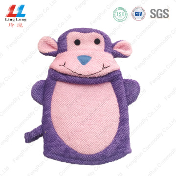 Purple microfiber pretty animal bath gloves