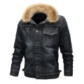 Men's Denim Jacket with Fur Collar for Winter