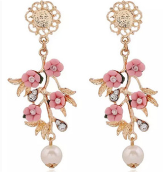 Fashion Earring, Custom Gold-Plated Brass Pearl Earring, P1402